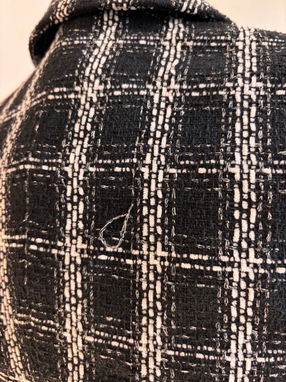 NWT Nine West XS Black White Tweed Cropped Blazer Plaid Jacket Classic Chic - Picture 6 of 6